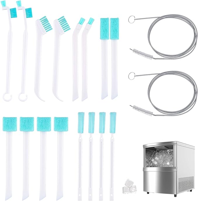 18pcs Ice Maker Cleaning Brush Set, Ice Machine Cleaning Brushes for Tight Spaces Includes 16 Crevice Cleaning Brushes and 2 Drain Pipe Brushes Detail Tiny Cleaners Brush Tools for Household Use by NQEUEPN