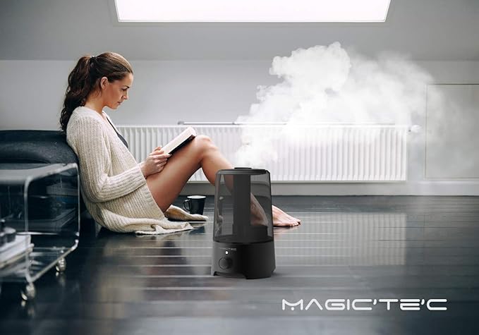 Magictec Cool Mist Humidifier, 2.5L Essential Diffuser for Bedroom and Baby, Adjustable Mist Output, Auto Shut Off, Super Quiet 360 Nozzle - Lasts Up to 24 Hours, Black - Image 6