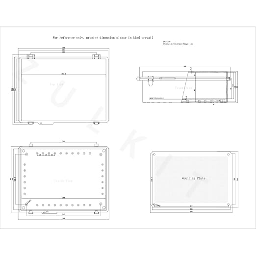 Zulkit Junction Box,IP67 Waterproof Electrical Box Hinged Clear Cover Stainless Steel Buckle Plastic Enclosure for Project w Mounting Plate Wall Bracket and 2 Cable Gland 15"x11"x5.1"/380x280x130mm - Image 7