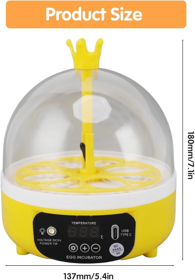 4 Eggs Mini Incubator with Transparent Lid,7W Automatic Temperature Humidity Control,Household Small Poultry Hatching Machine,for Chickens Ducks Pigeons (Auto Turning) - Image 2