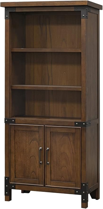 Martin Furniture Addison Rustic Bookcase with Doors, Office Shelving, Storage Cabinet, Brown (IMAD3472D) - Image 4