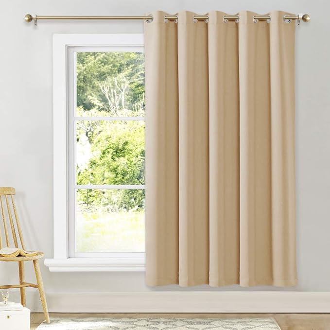 NICETOWN Sliding Door Blinds Window Treatment, Wide Energy Save Thermal Insulated Patio Glass Door Drape for Dining Room, Guest Room (1 Piece, Biscotti Beige, W70 x L72) by NICETOWN
