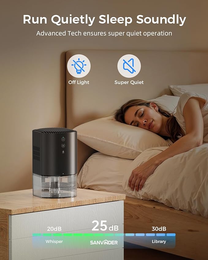 Small Dehumidifiers for Bathroom, Bedroom, Dorm Room, Home, RV, Closet, Wardrobe, Office, Portable Dehumidifier with Auto Shut Off, Auto Defrost, Colorful Light, Ultra Quiet, Energy Saving, 35 OZ - Image 5