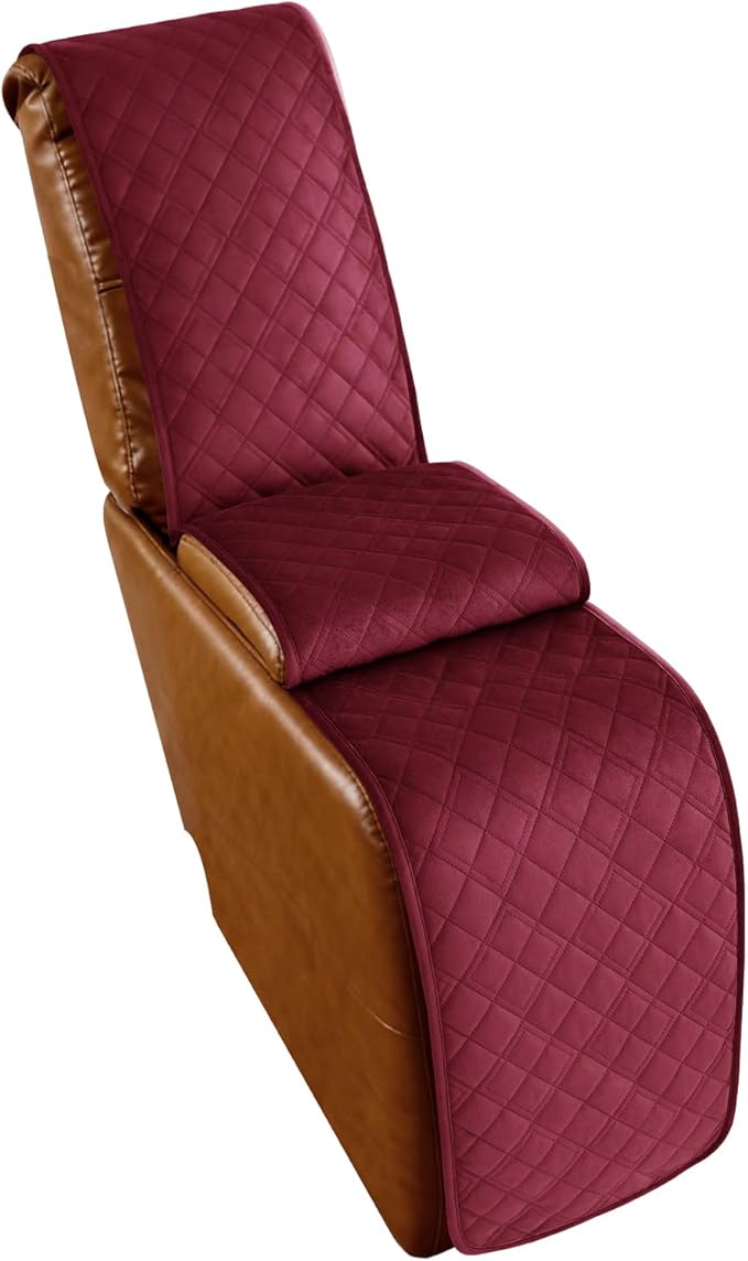 Arfntevss Recliner Sectional Couch Covers for Reclining Sectional L Shape Sofa Cover Non Slip Washable Recliner L Shaped Slipcover Middle Console Protector (1 Console Cover, Wine Red) by Arfntevss