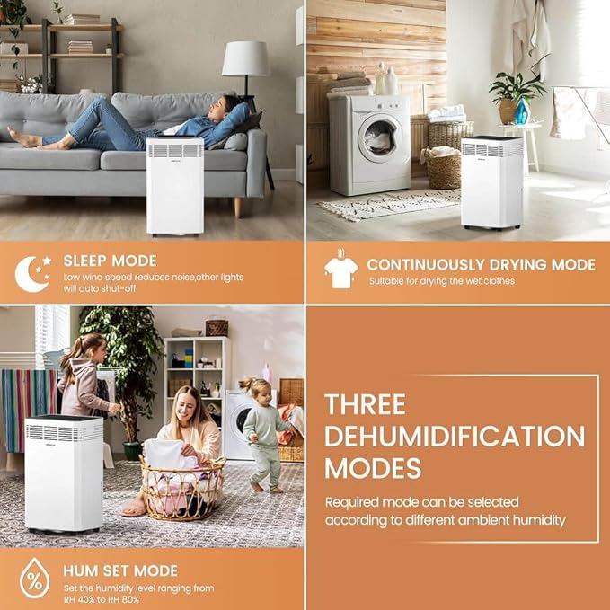 AIRPLUS 6000 Sq. Ft Dehumidifiers for Home, 135 Pints Dehumidifier for Basement with Drain Hose, Continuous Drainage, Intelligent Humidistat, Dehumidifier for bathroom, bedroom, Large Room - Image 4