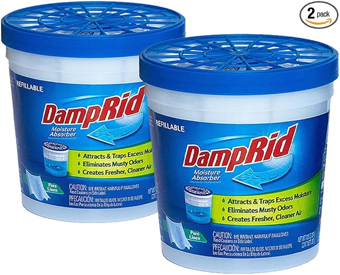 DampRid Pure Linen Refillable Moisture Absorber - 10.5oz cups - 2 pack – Traps Moisture for Fresher, Cleaner Air by DampRid