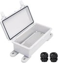 Waterproof Electrical Box Dustproof Junction Box Weatherproof IP67 ABS Plastic Enclosure Switch Router Project Box with Mounting Plate with Wall Bracket 2 Cable Glands Grey 7.9"x3.9"x2.8" by YETLEBOX