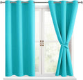 Hiasan Blackout Curtains for Bedroom - Thermal Insulated & Light Blocking Window Curtains for Living Room, 2 Drape Panels Sewn with Tiebacks, Turquoise, 42 x 54 Inch by Hiasan