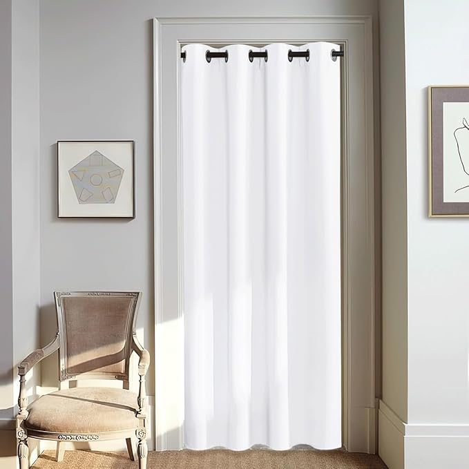 NICETOWN White Doorway Curtains 80 inches Long - Grommet Thermal Insulated Light Blocking Room Darkening Window Treatments for Bedroom/Living Room (W46 x L80, 1 Panel) by NICETOWN