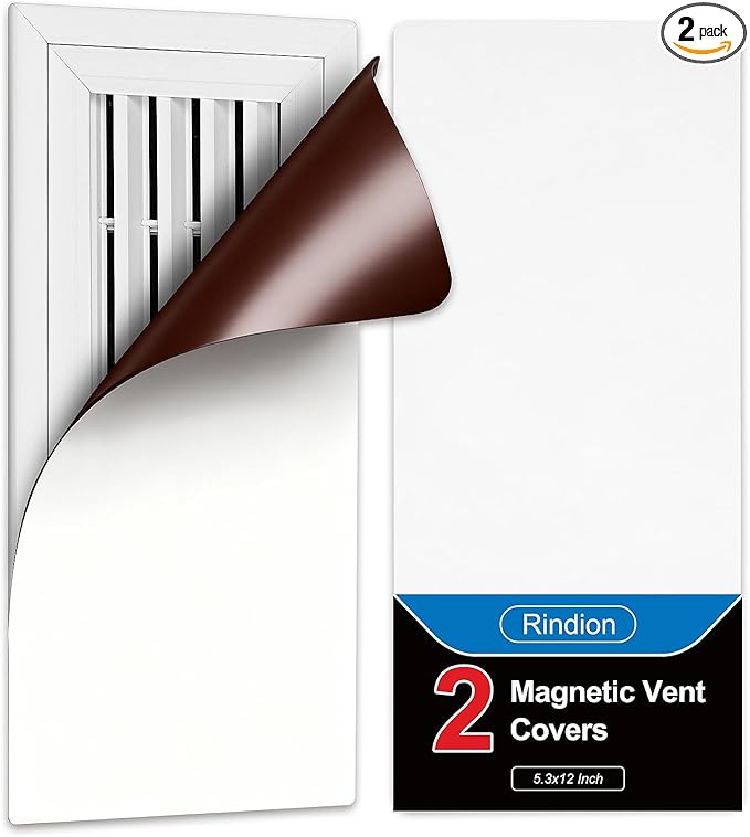 Vent Cover 2 Pack, Strong Magnetic Vent Covers 5.3x12 Inch, White Vent Covers for Home Floor, Wall, Ceiling Register, Iron Register, RV and HVAC by Rindion
