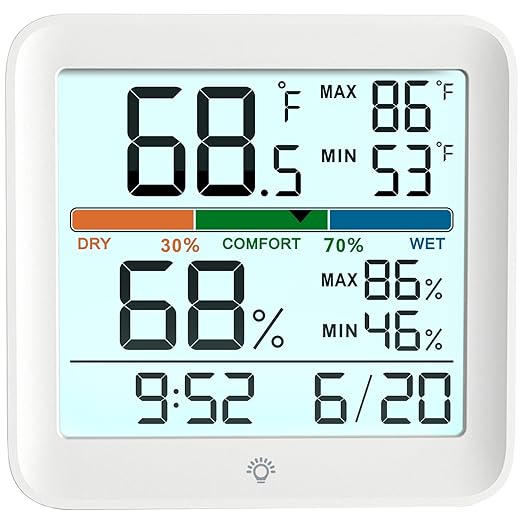 2 Pack Indoor Thermometer Room Temperature Home Hygrometer Humidity Gauge, Accurate with Calibration, Backlight, Air Comfort Indicator, 24H Max Min Records, Time, Date(AAA Batteries Included) - Image 8