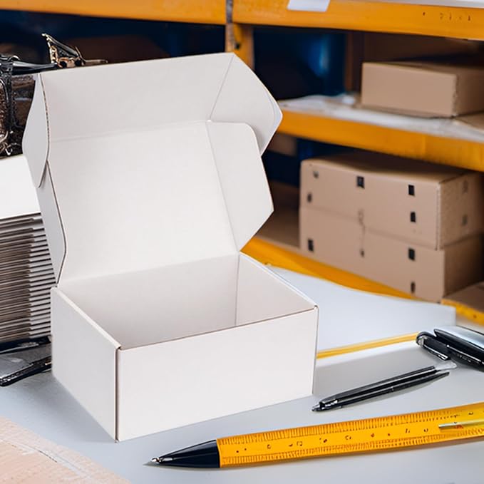 Small Shipping Boxes 9x6x4 Inch (25 Pack) - Sturdy White Corrugated Cardboard Boxes for Small Business, Ecommerce, Mailing & Packaging | Recyclable Gift & Storage Boxes - Image 3