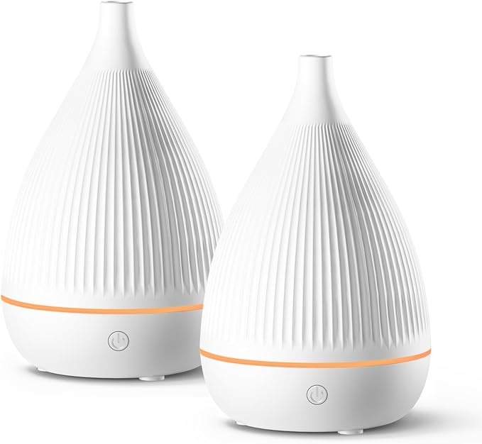 Ultrasonic Essential Oil Diffuser, Home Fragrance Aroma Diffuser with Auto Shut-Off, Color Change Night Light & Ultra-Quiet Operation, BPA-Free Portable Aromatherapy Humidifier for Home (White-2) by SoulOrigin