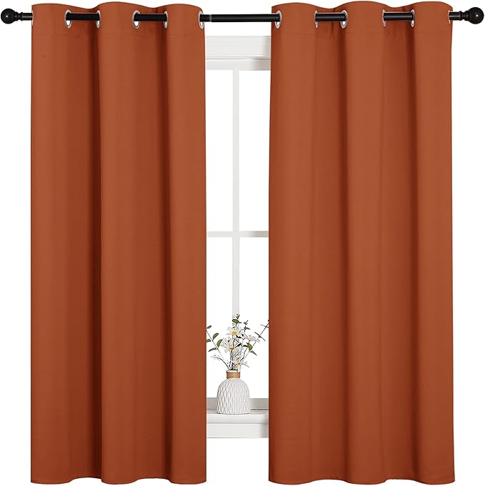 NICETOWN Bedroom Curtains 63 inches Long, Privacy and Thermal Insulated Blackout Drapes for Windows (Burnt Orange, 1 Pair, 42 x 63 inches) - Image 2