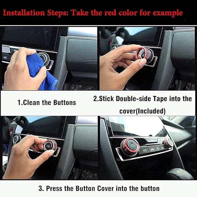 Auprite Climate Control Knob Covers for Challenger Accessories 2015-2023 2024, for Dodge Charger 2015-2023 2024, for Dodge Chrysler 300/300s 2015-2024,3Pcs Kit (Red) - Image 8