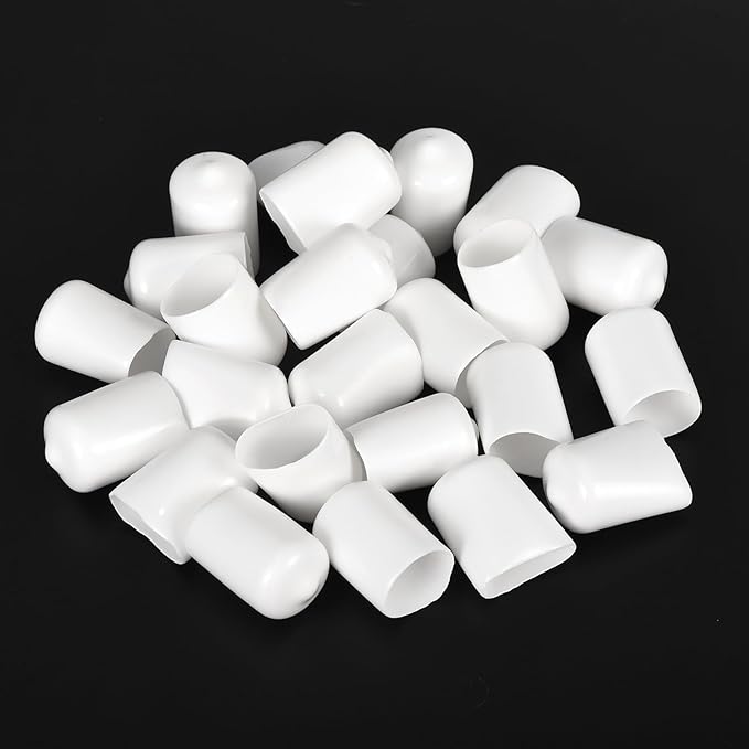 uxcell 20pcs Rubber End Caps 14mm(9/16") ID Vinyl Round End Cap Cover Screw Thread Protectors White - Image 4