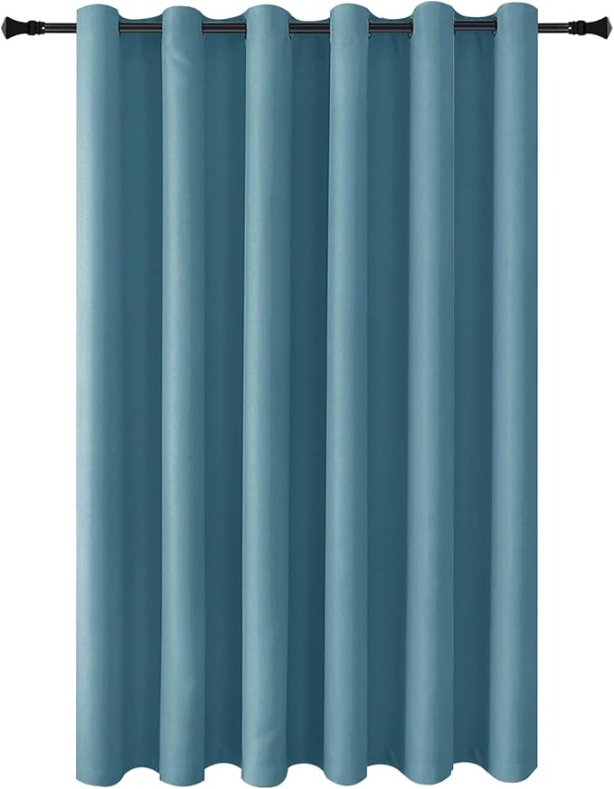 DWCN Room Divider Curtain - Extra Wide Blackout Curtain for Sliding Glass Door, Living Room, Bedroom Partition and Shared Office Space, 1 Grommet Curtain Panel, 8.3ft Wide x 7ft Tall, Stone Blue - Image 7