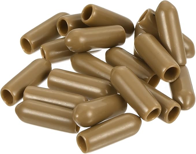 uxcell 20pcs Rubber End Caps 4mm(3/16") ID Vinyl PVC Round Tube Bolt Cap Cover Screw Thread Protectors Light Brown - Image 4