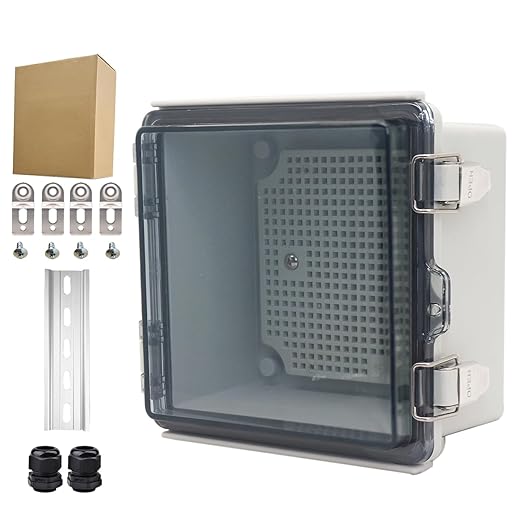 Outdoor Waterproof Electrical Box Junction Box Weatherproof IP67 ABS Plastic Enclosure Switch Router Project Box Electronics Enclosure with Mounting Plate Wall Bracket Clear 5.9"x5.9"x3.5" by YETLEBOX