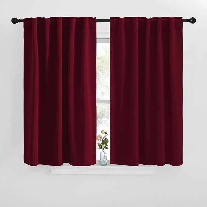 NICETOWN RV Curtains for Camper Windows - (Wine Red Color) 42x40 Inch, 2 Panels Set, Thermal Insulated Room Darkening Blackout Drapes/Draperies with Rod Pocket & Back Tab for Half Window by NICETOWN