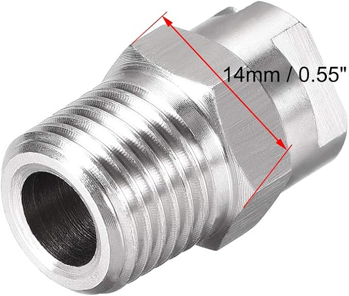 uxcell Flat Fan Spray Tip - 1/4BSPT Male Thread 304 Stainless Steel Nozzle - 65 Degree 2.4mm Orifice Diameter - 2 Pcs - Image 3