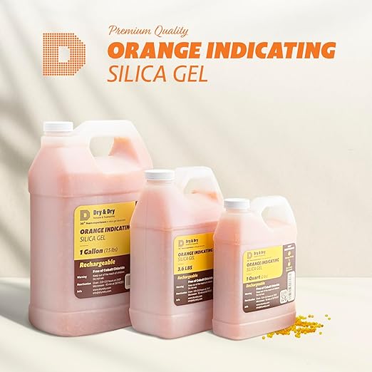 "Dry & Dry" [32 LBS] Premium Orange Indicating Silica Gel Desiccant Beads(Industry Standard 3-5 mm) - Rechargeable(4 Gallon) - Image 2