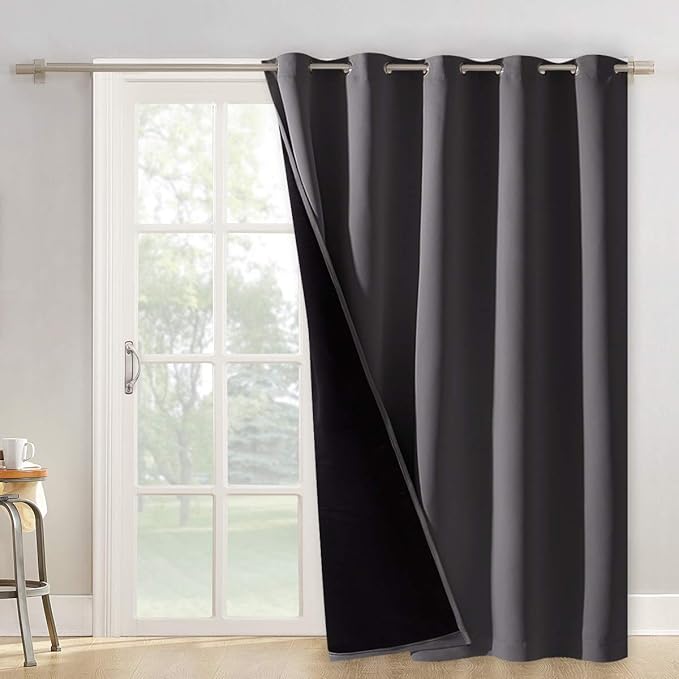 NICETOWN Total Shade Patio Door Curtain, Heavy-Duty Full Light Shading Sliding Door Drape Room Divider Curtain, Vertical Blinds for Window（1 Panel, 70 inches Wide x 84 inches Long, Gray by NICETOWN