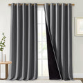 NICETOWN Total Shade Curtains and Draperies, Heavy-Duty Full Light Shading Drapes with Black Liner Backing for Villa/Hall/Dorm Window（Gray, Package of 2 Panels, 70 inches Wide x 95 inches Long by NICETOWN