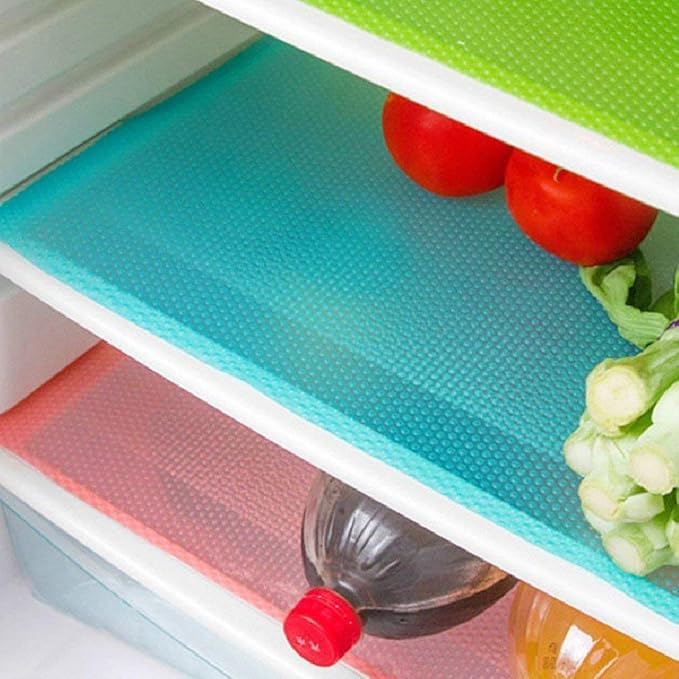9 Pack Refrigerator Mats,Washable Fridge Mats Liners Easy to Clear Fridge Pads Mat Shelves Drawer Table Mats Refrigerator Liners for Shelves,3Red/3Green/3Blue by AKINLY