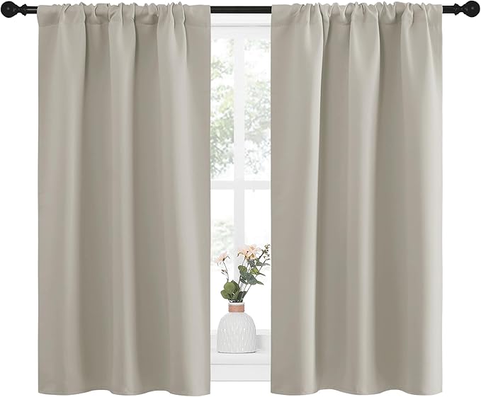 NICETOWN Blackout Curtains for Living Curtains, Room Darkening Window Curtain Panels, Easy-Care Solid Thermal Insulated Draperies/Drapes for Daughter Room (Natural, 2 Panels, 29 by 40) - Image 2
