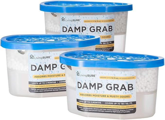 Damp Grab Closet Dehumidifier - Pack of 3, Moisture Control, Fragrance Free, White, 14 oz. by FoxValleyTradersFamilyofBrands
