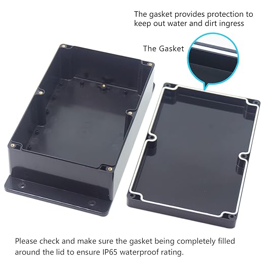 Junction Box, Zulkit Project Box Waterproof Dustproof IP65 ABS Universal Electrical Boxes Enclosure with Fixed Ear Black 9.06 x 5.91 x 3.35 inch (230 x 150 x 85 mm)(Pack of 1) - Image 4
