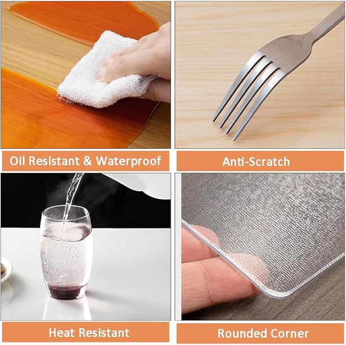 1.5mm 40"x54" Size Heavy-Duty Clear Table Cover Protector -PVC Plastic Table Cloth Desk Protector Mat Waterproof, Anti-Slip for Office, Restaurant, Parties (40"x54" PVC tablecloth) - Image 6