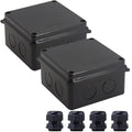 Junction Box, 2 Pcs Reserved Holes Electrical Boxes Waterproof IP65 ABS Plastic Electrical Power Cord Enclosure Project Box Black 3.9 x 3.9 x 2.8 inch(100x100x70mm) by LuSumtly
