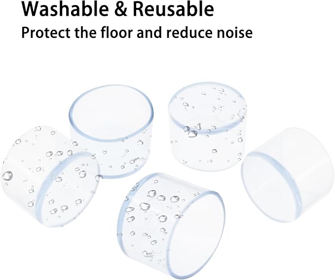 Round Chair Leg Caps,PVC Furniture Feet Covers,TTZEZE Transparent Round Floor Protectors,Clear Table Feet Covers Preventing Plastic Chair Leg Covers Scratches and Noise 35mm/1.38'', 24 - Image 5