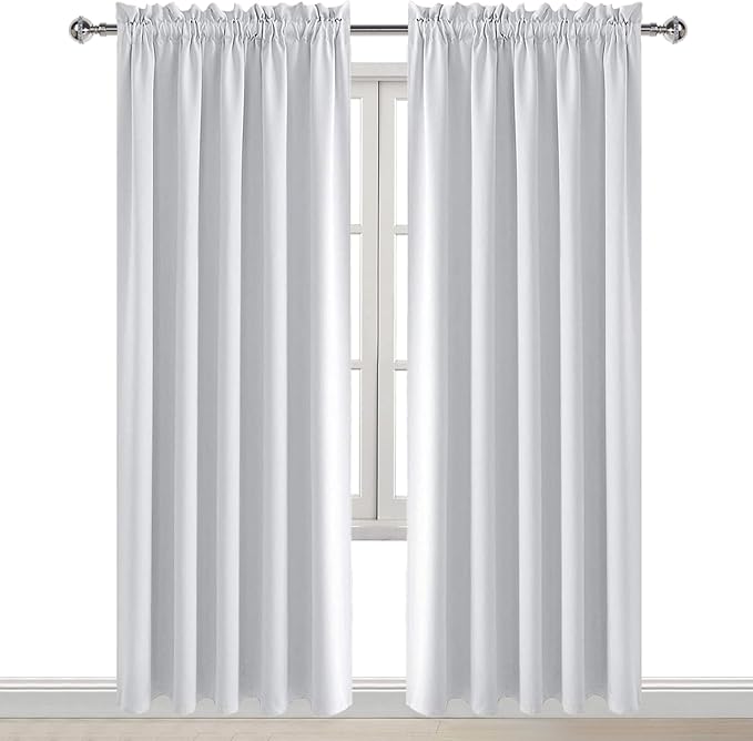DWCN White Room Darkening Curtains for Bedroom, 60 x 84 inches Long - Energy Saving Privacy Window Drapes, Set of 2 Rod Pocket Curtain Panels - Image 9