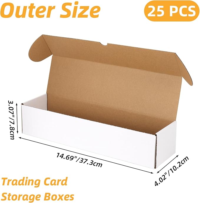 Bulk 600 Capacity Trading Cards Storage Box, in Total 25 Pack Brown White Cardboard Shipping Boxes for 15000 Count 12pt 2.5x3.5 inch Cards or Sleeved Cards - Image 3