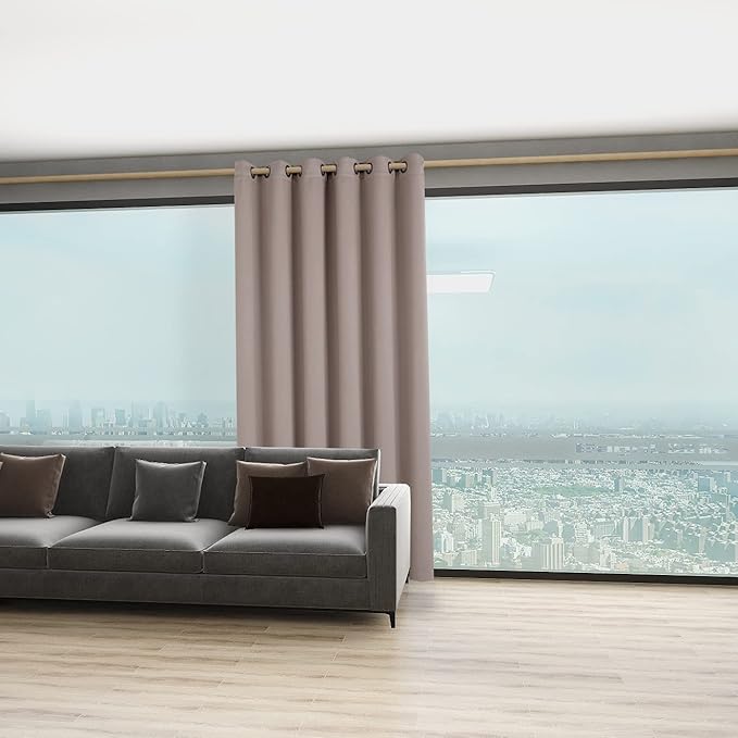 BONZER Room Divider Curtain Total Privacy Wall Noise Reducing Wide Blackout Curtains for Patio Sliding Glass Door, 108L x 70W Inch (9L x 5.8W ft), 1 Panel, Khaki - Image 4