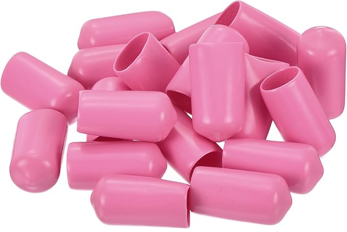 uxcell 20pcs Rubber End Caps 10mm(3/8 inch) ID Vinyl PVC Round Tube Bolt Cap Cover Screw Thread Protectors Pink - Image 4