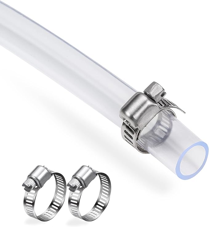DAVCO 1" ID - 5 ft Clear Vinyl Tubing with 2 Stainless Clamps, Low Pressure Flexible PVC Tube, Heavy Duty UV Chemical Resistant Lightweight Plastic Vinyl Hose, BPA Free and Non Toxic by DAVCO