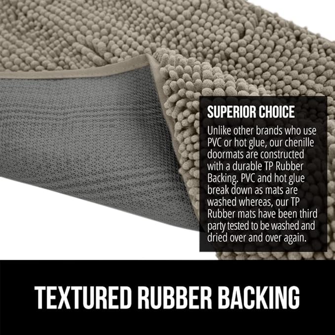 GORILLA GRIP SOAKSTOPPER Dog Door Mat, 30x20 Machine Washable Rug Absorbent Doormat Captures Moisture Mud Dirt, Quick Dry Soft Chenille Entryway Rugs Indoor Entrance Mats for Dog Paws, Cappuccino - Image 5