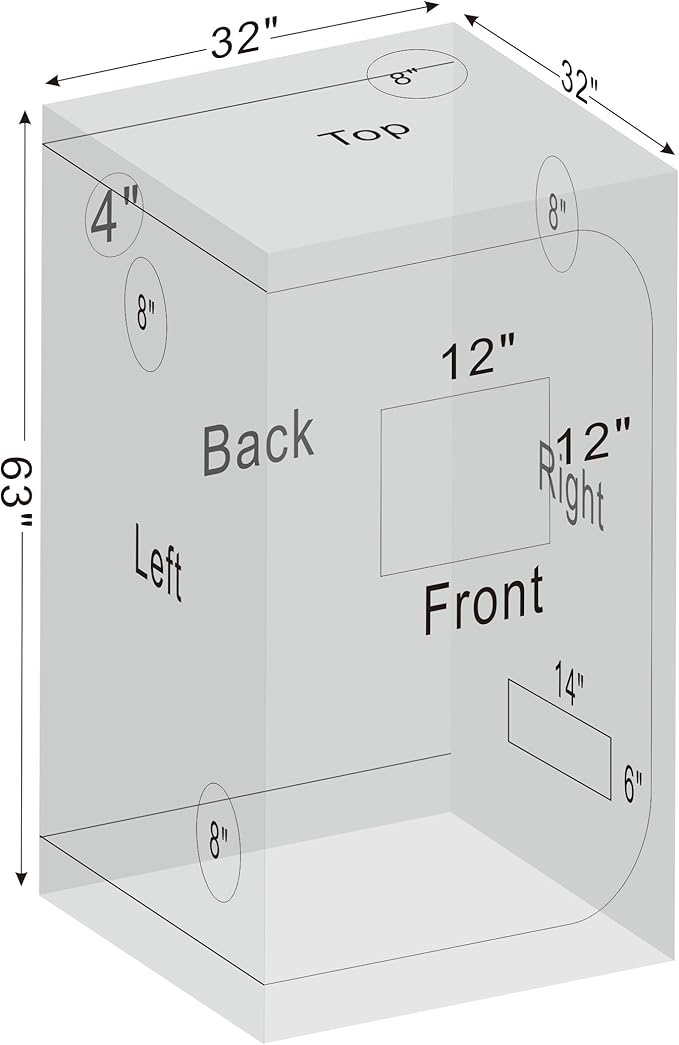 32"x32"x63" Grow Tent for Indoor Plants 600D Mylar Hydroponic High Reflective GrowTents for Plant Fruit Flower Veg Growing - Image 8