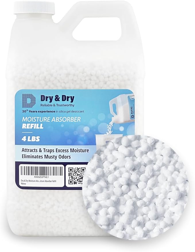 Dry & Dry Moisture Absorbers Refill Beads (4 LBS) - Dehumidifiers for Home Dehumidifier for Basement Dehumidifiers for Bedroom Small Dehumidifiers Dehumidifiers Moisture Absorbers by DryDry