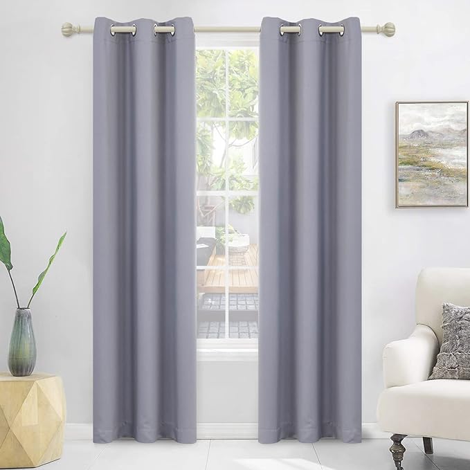 MYSKY HOME Closet Door Curtains Blackout Curtains for Bedroom Doorway 84 Inch Curtains Thermal Insulated Grommet Window Curtain for Living Room Single Panel Curtains, 42 x 84 Inch, Silver Grey - Image 7