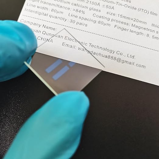 Etched ITO Coated Glass sputtered Stripes Conductive Cover Slides for Solar Cell Patterned Low Resistance ≤15 ohm/sq 25mm×25mm 66pcs - Image 3