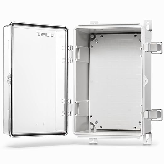 QILIPSU Waterproof Junction Box IP67 Outdoor Plastic Electrical Project Enclosure Weatherproof with Mounting Plate, Wall Brackets, Hinged Clear Cover 11.8"x7.9"x6.7" CC by QILIPSU