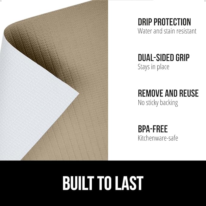 GORILLA GRIP DripGuard Shelf Liner, Non-Adhesive Drawer and Kitchen Cabinet Protector, 24x240 Inch, Strong Grip Slip Resistant Underside, Smooth Surface Liners for Cabinets, Bathrooms, Closets, Beige - Image 2