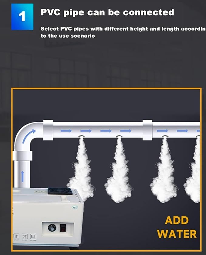 Industrial Humidifier 5000ml/h Mist Output for Large Spaces - Commercial Use in Factory, Workshop - Automatic Water Filling, Stainless Steel Shell, 110V - Image 2
