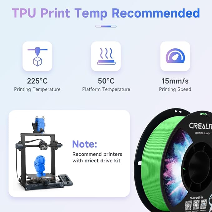 Official Creality TPU Filament, Flexible 3D Printer Filament 1.75mm, 95A Shore High Hardness & Resilience, Dimensional Accuracy +/- 0.03 mm for Most FDM 3D Printers - Image 4