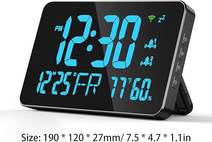 for Tuya WiFi Temperature Humidity Clock, Large LED Display with 4 Level Adjustable Brightness, Remote Monitoring via APP, Temperature Alarm, for Home Office Warehouse Greenhouse (Blue) - Image 9